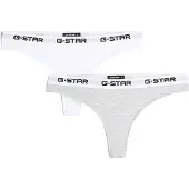 G-Star Tanga "OBSIDIAN, 2 PACK THONGS", Damen, Gr. XXL, 2 Stk., grau (hellweiß, light grau marl), Jersey, Obermaterial: 95% Baumwolle, 5% Elasthan, unifarben, eng, Unterhosen Tanga, mit Logobund