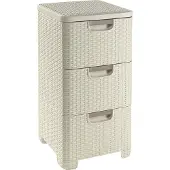 Curver Regal mit Schubladen STYLE Rattanoptik 3 x 13,5 Liter cremig