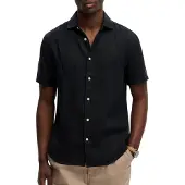 Superdry für Herren. M4011104A Marineblaues Riviera-Hemd (XXL), Lässig, Leinen, Kurzarm