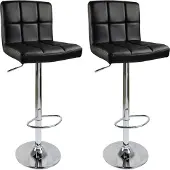 Woltu 2 x Barhocker, drehbar und höhenverstellbar, Kunstleder, Schwarz