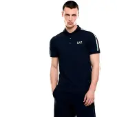 EA7 für Herren. 7M001862_AF12503 Poloshirt aus Baumwollpiqué Italian Spirit marineblau (S), Schwarz, Lässig, Baumwolle, Kurzarm