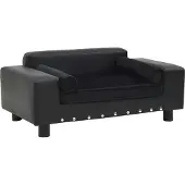 The Living Store Hundesofa Schwarz 81x43x31 cm Plüsch und Kunstleder