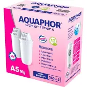 AQUAPHOR Filterkartusche A5 Pack 2 mit Magnesium I Filtert Kalk & Chlor sowie Sc