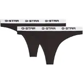 G-Star Tanga "OBSIDIAN, 2 PACK THONGS", Damen, Gr. XXL, 2 Stk., schwarz, Jersey, Obermaterial: 95% Baumwolle, 5% Elasthan, unifarben, eng, Unterhosen Tanga, mit Logobund