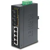 Planet 4-Port 10/100Base-TX + 2-Port 100Base FX Industrial Fast Ethernet Switch, (-1060 degrees C oper. temp.), Unmanaged, L2, Fast Ethernet (10/100), Vollduplex, Wandmontage