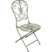 Levandeo Gartenstuhl H93cm Metall Rustikal Grün Antik Klappstuhl Garten-Deko Rost Stuhl