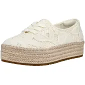 Toms Valencia Lace UP natural floral crochet 39
