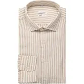 Seidensticker Leinenhemd "Schwarze Rose", Herren, Gr. L (41), normale Ärmellängen, beige, 100% Leinen, gestreift, regular fit, 2-Knopf-Manschette, Hemden Leinenhemd, Regular 1/1 Kentkragen Gestreift