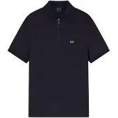 Armani Exchange für Herren. XM002372AF21936UB101 Tiefblaues Poloshirt (L), Lässig, Viskose, Kurzarm, Marine