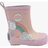 Mikk-Line - Kid's Wellies Rainbow Patch Barefoot - Gummistiefel Gr 19 rosa