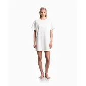 Emporio Armani für Damen. EW004078_AF20244 Einfaches weißes Kleid (S), Lässig, Baumwolle, Strandbekleidung, Kurzarm
