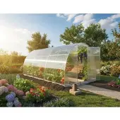 Garten Dream Gewächshaus „Optima“ 2.5x10m aus Stahl, mit 4mm Polycarbonat