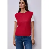 Street One Stricktop , Damen, Gr. 40, rot (salsa rot), Jersey, Obermaterial: 49% Polyester, 41% Baumwolle, 10% Viskose, unifarben, tailliert hüftbedeckend, Rundhals, Tops Stricktop, im Strick-Look