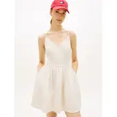 Tommy Hilfiger Tommy Jeans Minikleid "TJW LINEN SKATER DRESS" in Extra Slim Fit, Leinen-Mix