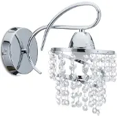 HowHomely Wandlampe Wandleuchte Kristall Glamour 15x25x25 cm E27 Glas verchromter Stahl