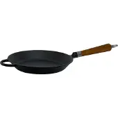 Ronneby Bruk Bratpfanne "Maestro, flach, mit Holzgriff & Gegengriff", schwarz, mit buchenholzgriff, B:28cm H:8cm L:56cm, Pfannen, Bratpfanne