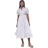 DKNY Button Front Poplin Kurzarmkleid