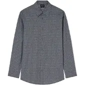 Armani Exchange für Herren. XM002811AF24739FB442 Reguläres Hemd aus Jacquardgarn, marineblau gefärbt (L), Lässig, Baumwolle, Klassisch,