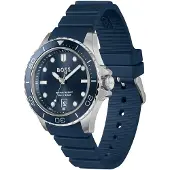 BOSS Quarzuhr "TROPER SPORT", blau (blau, blau), Armbanduhren, Herren, silberfarben, Quarzuhr, Armbanduhr, Herrenuhr, Silikonarmband, analog, Tag