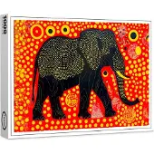 Raxxa Premium-Puzzle "Black Elephant with Orange Bubble Pattern", 1000 Teile