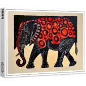 Raxxa Premium-Puzzle "Abstract Elephant with Large Red Circles", 1000 Teile