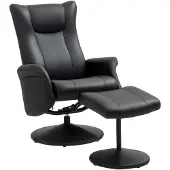 HOMCOM Relaxsessel mit Hocker 360°Drehbar TV-Sessel mit Liegefunktion Schwarz