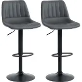HOMCOM 2er Set Barhocker 91-111 cm Höhenverstellbarer Küchenhocker mit Fußring