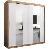 MEBLE KRYSPOL Kleiderschrank, Schiebetürenschrank Schlafzimmer, Schrank mit Spiegel POLE 200 cm