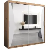 MEBLE KRYSPOL Kleiderschrank, Schiebetürenschrank Schlafzimmer, Schrank mit Spiegel MONACO 200 cm