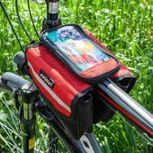 COFI cofi1453 Fahrradtasche mit Handytasche Wasserdicht Universal Gepäcktasche Radtasche Rahmentasche Handyhalterung Rot
