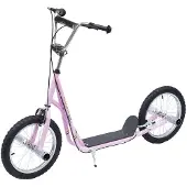 HOMCOM Kinderroller mit Luftreifen Scooter Tretroller Kickboard 16 Zoll Rosa