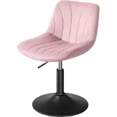 Vasagle Schminkstuhl, Stizhocker, 65,5-77,5 cm höhenverstellbar, Barhocker, drehbar, Samt-Bezug, rosa