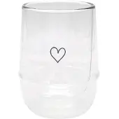 Eulenschnitt doppelwandiges Glas Herz weiß Inhalt 300 ml 12 cm