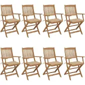 The Living Store Klappbare Gartenstühle 8 Stk. mit Kissen Massivholz Akazie