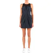 Armani Exchange für Damen. XW001977AF21337MB001 Ausgestelltes Chambray-Kleid mit marineblauem Gürtel (S), Lässig, Baumwolle, Langarm