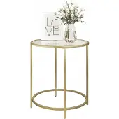 Brak Couchtisch, Loft-Couchtisch in Gold mit Glasplatte, moderner Tisch „MYSTIC“