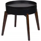 Brak Couchtisch rund 45 cm mit Ablage und Tablett, Dekotisch im Loft-Stil