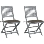 Syfax Klappbare Gartenstühle 2 Stk. mit Kissen Massivholz Akazie