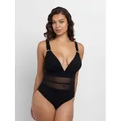 Dorina Badeanzug "Eivissa", Damen, Gr. XXS, N-Gr, schwarz, Obermaterial: 81% Polyamid, 10% Elasthan, 9% Polyester, Badeanzüge Badeanzug, mit tiefem V-Ausschnitt, Mesh-Einsätze