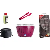 LotusGrill S Small Kompakt Starter-Set Pflaumenlila Holzkohlegrill 5tlg