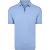 Suitable Knitted Half Zip Poloshirt Dan Hellblau - XXL