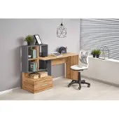 Halmar Schreibtisch Grosso 149x105x50 cm Computertisch für Homeoffice Eiche/Grau