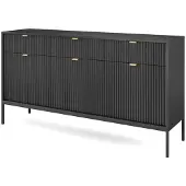 Feldmann-Wohnen Kommode Nova Sideboard 154x39x83cm schwarz 3-türig MDF-Fronten