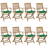 The Living Store Klappbare Gartenstühle 8 Stk. mit Kissen Massivholz Akazie