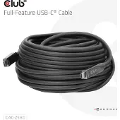 Club 3D CLUB3D 15M Full-Feature USB-C Cable / 49.21ft 8K60Hz 10Gbps 60W, 15 m, USB C, USB C, 10 Gbit/s, Schwarz