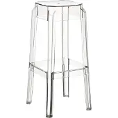 CLP Barhocker Fox I Stapelbarer Barstuhl aus hochwertigem Kunststoff I Wetterbeständiger Tresenhocker I Sitzhöhe 75 cm, Farbe: transparent