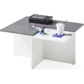 Bega Couchtisch LUPO, Betonoptik Weiß, mit Kante und gekreuztem Gestell, 150x90x38 cm