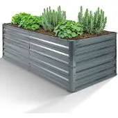 Arebos Hochbeet 240x90x45 cm | Verzinkter Stahl | Rechteck | Rostfrei langlebig