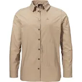 Schöffel Outdoorbluse SCHÖFFEL "Blouse Style Maghera WMN", Damen, Gr. 38, beige (4705, beige), Oberstoff: 100% Polyester. Futter Passe: 100% Polyester, bequem, V-Ausschnitt, Blusen Outdoorbluse