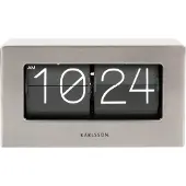 Karlsson - Wand-/Tischuhr Boxed Flip - Gebürsteter Stahl - 20,5x7x11,5cm